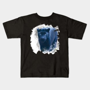 Black Panther Animal Wildlife Jungle Nature Adventure Watercolor Kids T-Shirt